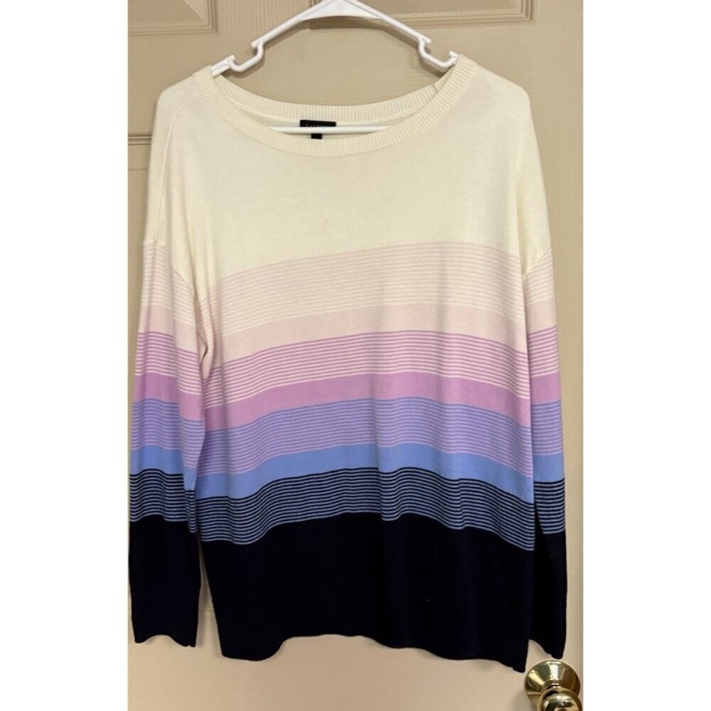 Talbots Striped Long Sleeve Multicolor Knit Casual Sweater Loose Fit SZ Large